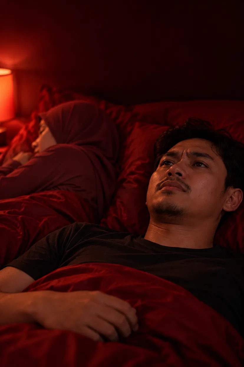 Suami terbaring gelisah di katil